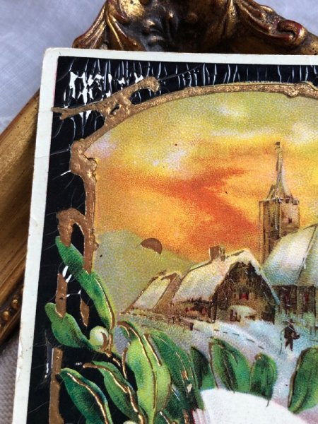 画像6: ▼SALE500▼ Postcard   アンティークポストカード 新年祝い Happy New Year ヤドリギ (6)