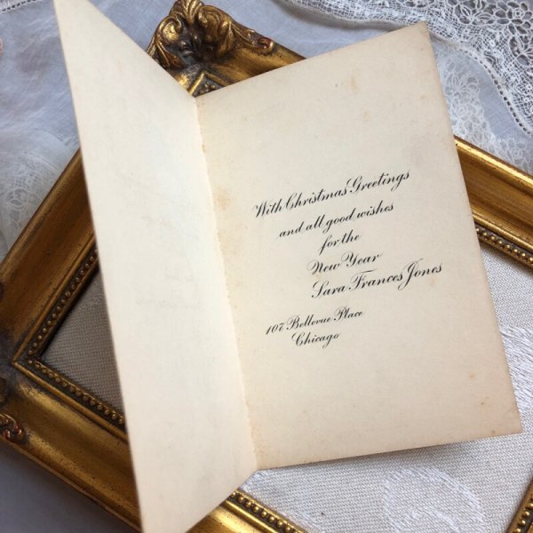 画像5: Greeting card アンティークカード ヤドリギとホーリーを持つ女性 宿り木 ウィーン趣味 R.R.Wichera (5)