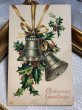 画像2: Postcard  　アンティークポストカード　クリスマス　銀色のベルとホーリー　Ellen Clapsaddle　1909年 (2)