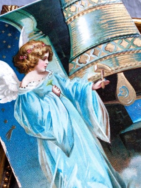 画像3: Postcard   アンティークポストカード 新年祝い Happy New Year 天使とベル Ellen Clapsaddle  (3)