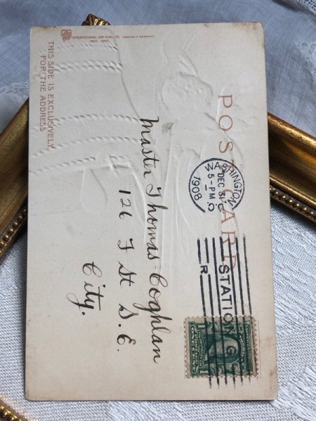 画像4: Postcard   アンティークポストカード 新年祝い Happy New Year 天使とベル Ellen Clapsaddle 1908年 (4)