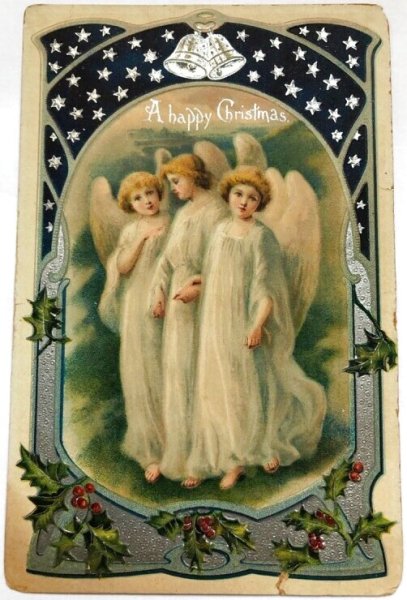 画像1: Postcard  　アンティークポストカード　クリスマス　Christmas 　天使　1911年 (1)