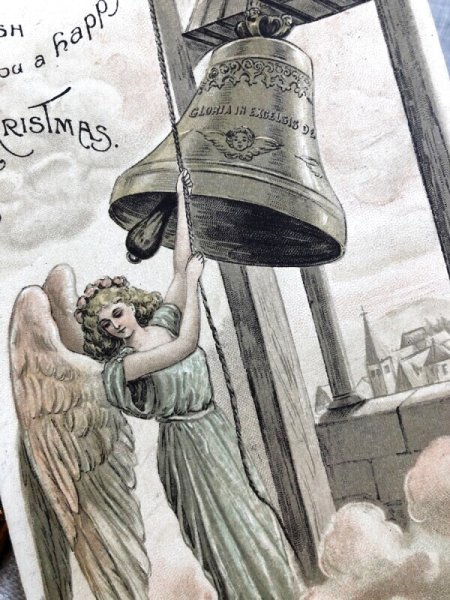 画像3: Postcard   アンティークポストカード クリスマス Christmas  ベルをならす天使 1912年 (3)