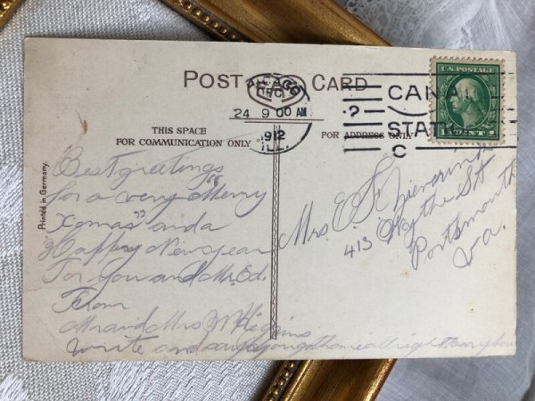 画像4: Postcard   アンティークポストカード クリスマス Christmas  ベルをならす天使 1912年 (4)