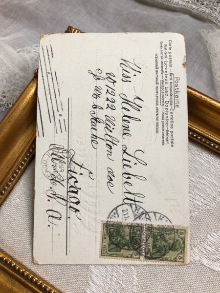 画像4: Postcard   アンティークポストカード クリスマス Christmas  月に座る天使 ツリー ドイツ1906年 (4)