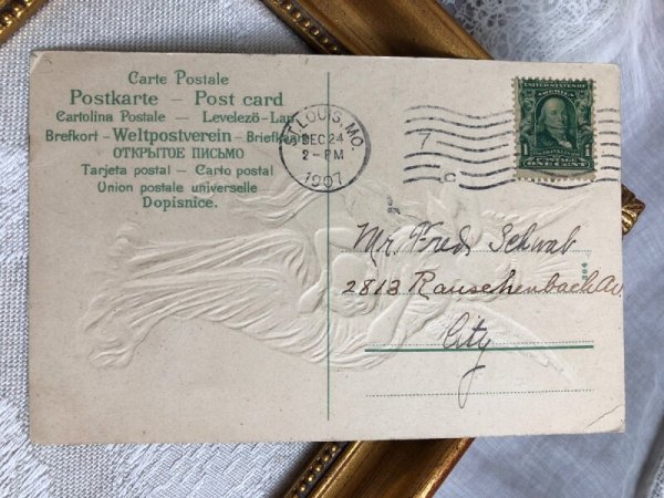 画像5: Postcard   アンティークポストカード クリスマス Christmas 天使 1907年  (5)