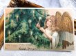 画像2: Postcard  　アンティークポストカード　クリスマス　Christmas  ツリーのキャンドルに火を灯す天使 (2)
