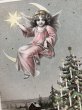 画像3: Postcard  　アンティークポストカード　クリスマス　Christmas 　月に座る天使　ツリー　ドイツ1906年 (3)