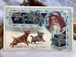 画像2: Postcard　アンティークポストカード　クリスマス　2匹の犬とサンタクロース　アメリカ1908年 (2)