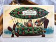 画像2: Postcard  アンティークポストカード　クリスマス　気球船を操縦する小鳥　ロビン　フィンチ　アメリカ1910年 (2)