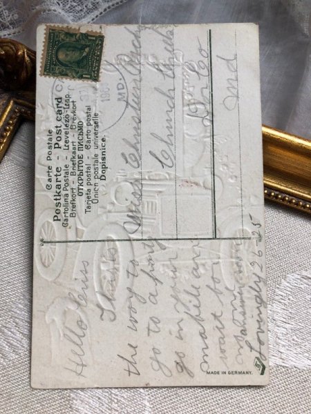 画像4: Postcard   アンティークポストカード 新年祝い New Year 新年の祝杯を挙げる天使 自動車  (4)