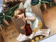画像3: Postcard  　アンティークポストカード　新年祝い　New Year　バイオリンと天使　キャンドル　カラ松　Ellen Clapsaddle　 (3)