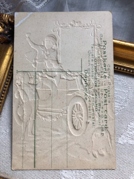 画像4: Postcard   アンティークポストカード 新年祝い New Year 新年の祝杯を挙げる天使 自動車 (未使用) (4)