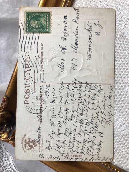 画像4: Postcard   アンティークポストカード 新年祝い New Year 2人の天使と時計 (4)