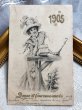 画像2: Postcard　アンティークポストカード　新年祝い　New Year　女性　フランス1904年 (2)