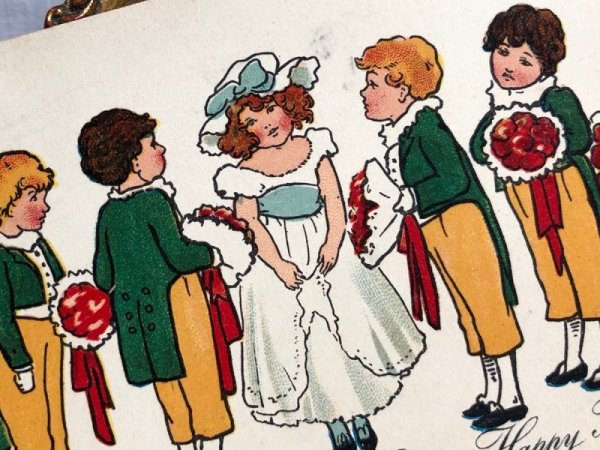 画像3: Postcard　アンティークポストカード　新年祝い　New Year　モテモテな女の子　1906年　M.Dix.Sandford (3)