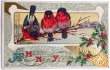 画像1: Postcard  　アンティークポストカード　 新年祝い　New Year　3羽の小鳥たち　アメリカ1913年 (1)