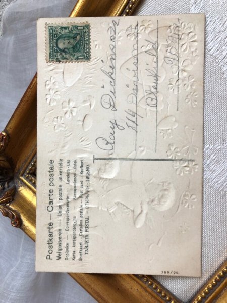 画像3: Postcard アンティークポストカード バレンタイン ハートを射止めるキューピッド天使 キノコ (3)