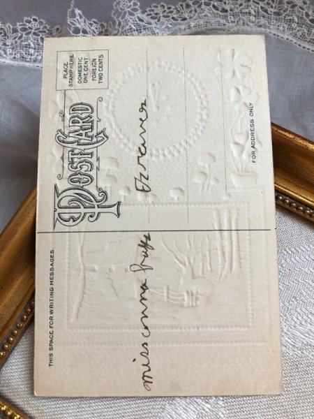 画像3: Postcard　アンティークポストカード　新年祝い　New Year　時計　キノコ　四つ葉クローバー (3)