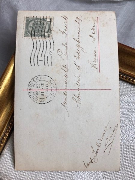 画像4: Postcard アンティークポストカード 新年祝い New Year キノコと子どもたち 写真 ベルギー1910年 (4)