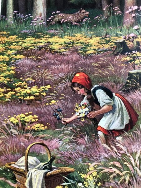 画像11: Postcard アンティークポストカード 赤ずきんちゃんと狼 ドイツ 6枚セット 専用帯付き (11)