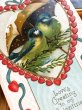 画像3: Postcard　アンティークポストカード　バレンタイン　Valentine's Day　相合傘の小鳥たち　アオガラ　Ellen Clapsaddle (3)