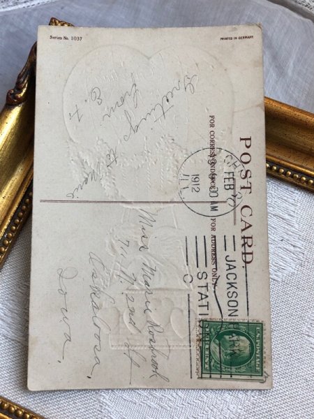 画像3: Postcard   アンティークポストカード バレンタイン ハートの気球に乗る天使 Ellen Clapsaddle 1912年 (3)