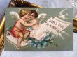 画像2: Postcard  　アンティークポストカード　バレンタイン　2人の天使と鳩　Ellen Clapsaddle　（未使用） (2)