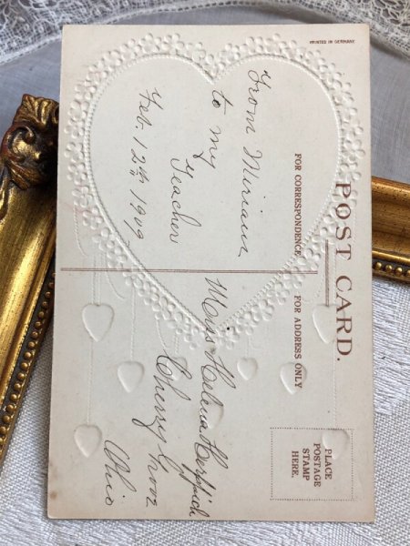 画像3: Postcard  　アンティークポストカード　バレンタイン　ハートと天使　Ellen Clapsaddle　1909年 (3)