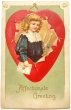 画像1: Postcard　アンティークポストカード　バレンタイン　Valentine's Day　ウィッシュボーンを持つ子ども　Ellen Clapsaddle　 (1)