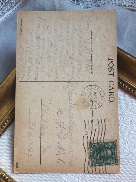 画像5: Postcard   アンティークポストカード バレンタイン 天使とお花の楽器 スミレのチェロ アメリカ1910年 (5)