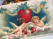 画像3: Postcard  　アンティークポストカード　バレンタイン　2人の天使　ハート　忘れな草のお花 (3)