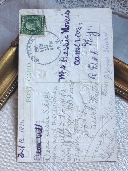 画像4: Postcard   アンティークポストカード バレンタイン マンドリンを弾く天使 薔薇 F.Brundage  (4)