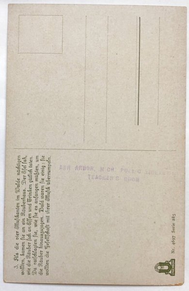 画像7: Postcard　アンティークポストカード　ブレーメンの音楽隊　ドイツ　6枚セット　専用帯付き (7)