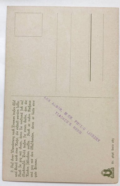 画像5: Postcard　アンティークポストカード　ブレーメンの音楽隊　ドイツ　6枚セット　専用帯付き (5)