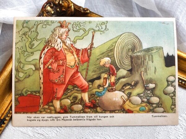 画像2: Postcard　アンティークポストカード　童話　おやゆびたろう　Little Thumbling / Tummeliten　スウェーデン　（未使用） (2)