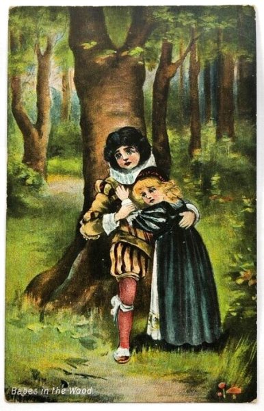 画像1: Postcard　アンティークポストカード　童話　森の子どもたち　Babes in the wood　キノコ　1908年 (1)