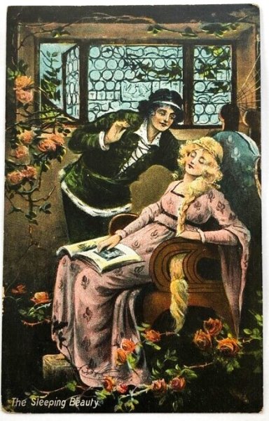 画像1: Postcard　アンティークポストカード　童話　眠り姫　眠れる森の美女  1909年 (1)