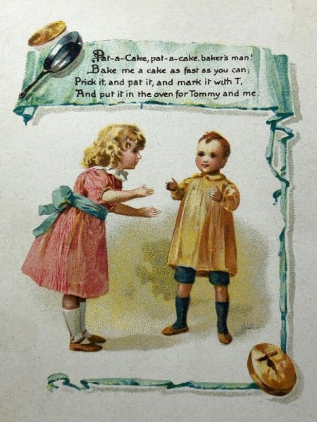 画像3: Postcard アンティークポストカード 童話 童謡 マザーグース ケーキをこねて/ Pat a cake Harriet Bennett  ? (未使用) (3)