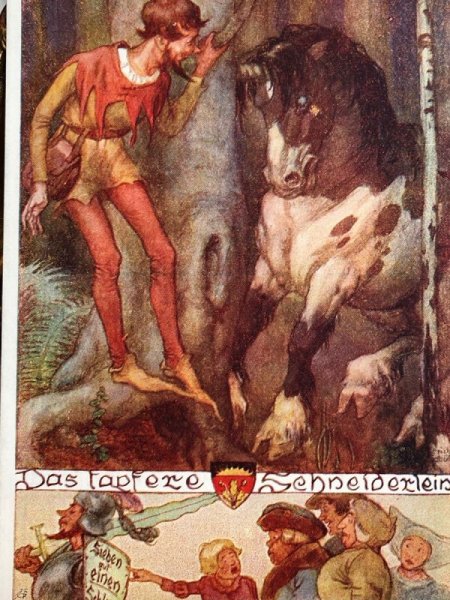 画像3: Postcard　アンティークポストカード　童話　勇ましいちびの仕立て屋  Das tapfere Schneiderlein　グリム童話（未使用） (3)