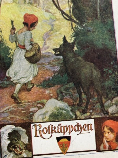 画像3: Postcard　アンティークポストカード　童話　赤ずきんちゃんと狼　（未使用） (3)