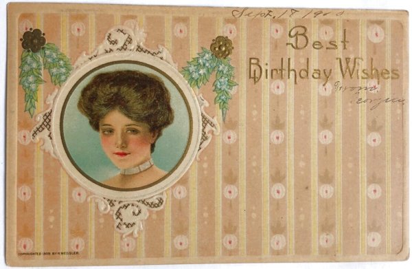 画像1: Postcard  　アンティークポストカード　 女性　アメリカ1910年 (1)