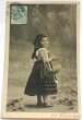 画像1: Postcard　アンティークポストカード　パニエと女の子　バスケット　籠　フランス1904年 (1)