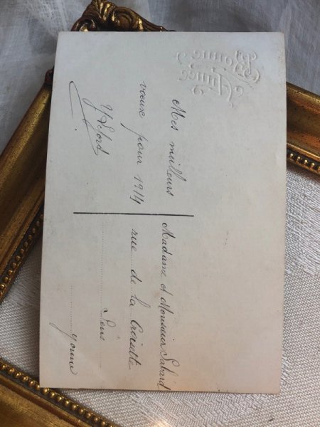 画像4: Postcard アンティークポストカード 薔薇のお花と女の子 アルバム フランス1913年 (4)