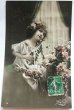 画像1: Postcard　アンティークポストカード　薔薇のお花と女の子　アルバム　フランス1913年 (1)