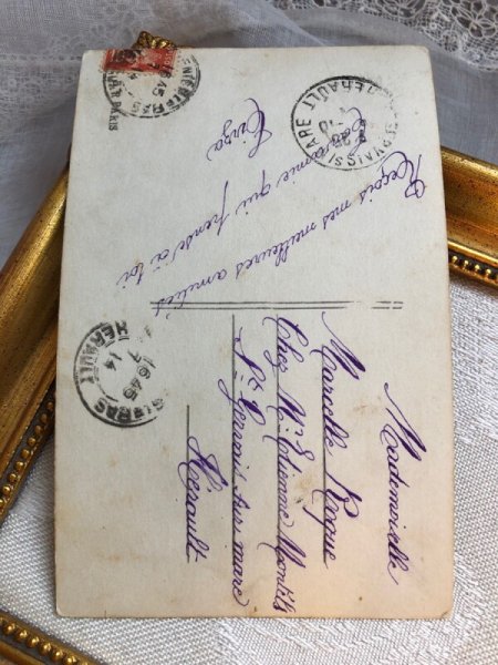 画像4: Postcard アンティークポストカード お花と女の子 フランス1914年 (4)