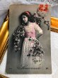画像2: Postcard　アンティークポストカード　お花と女の子　フランス1914年 (2)