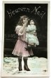 画像1: Postcard　アンティークポストカード　お人形さん女の子　フランス1908年 (1)