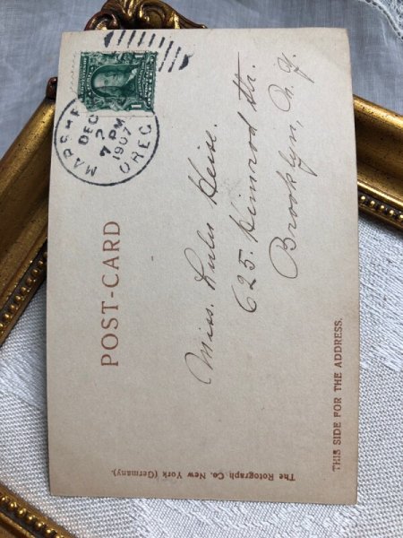 画像4: Postcard アンティークポストカード お人形さんと女の子 ままごと遊び 1907年 (4)