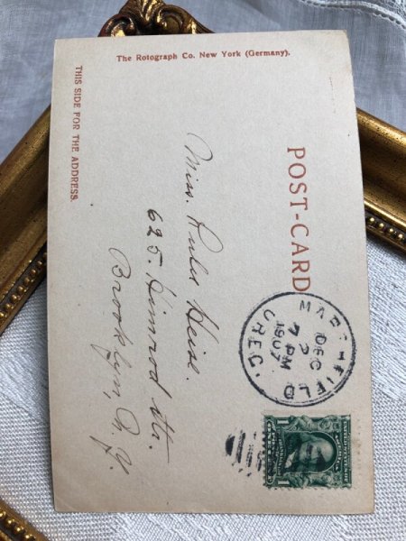 画像4: Postcard アンティークポストカード お洗濯をする女の子 ままごと遊び 1907年 (4)
